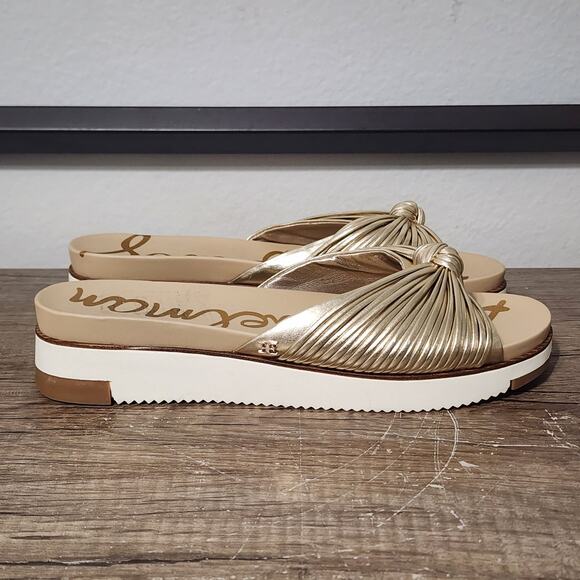Sam Edelman Adriel Knotted Platform Slides Sandals Shoes Size 9.5 Gold - Picture 3 of 9